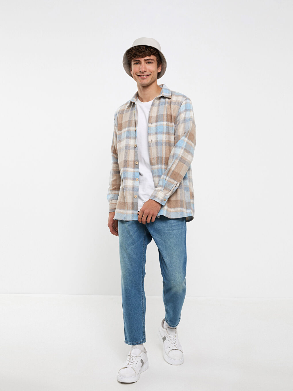 LCW ECO Regular Fit Long Sleeve Plaid Men's Flannel Shirt -W2JA35Z8-LLM