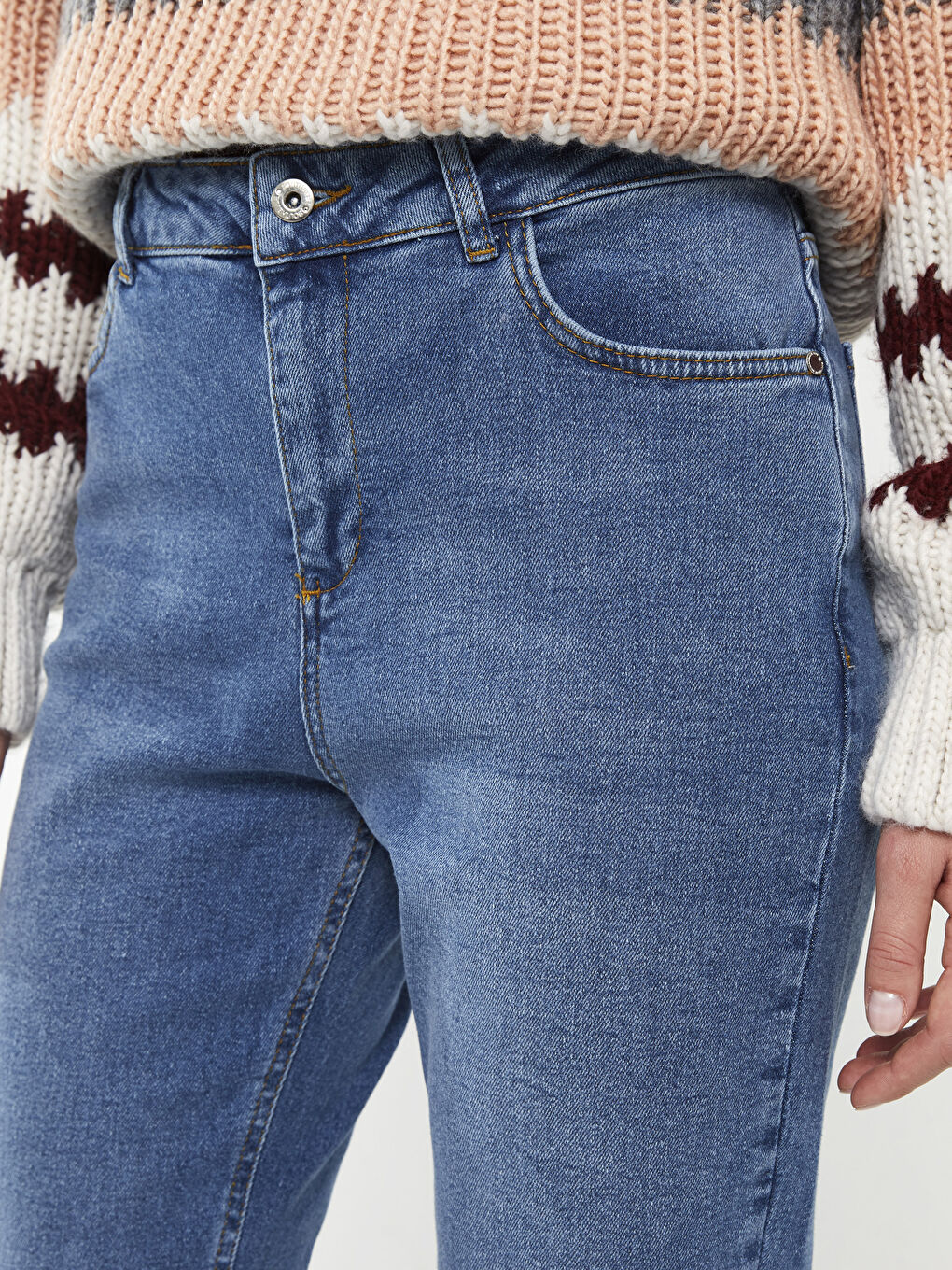 İndigo Kadın Normal Bel Mars Flare Düz Jean Pantolon-3