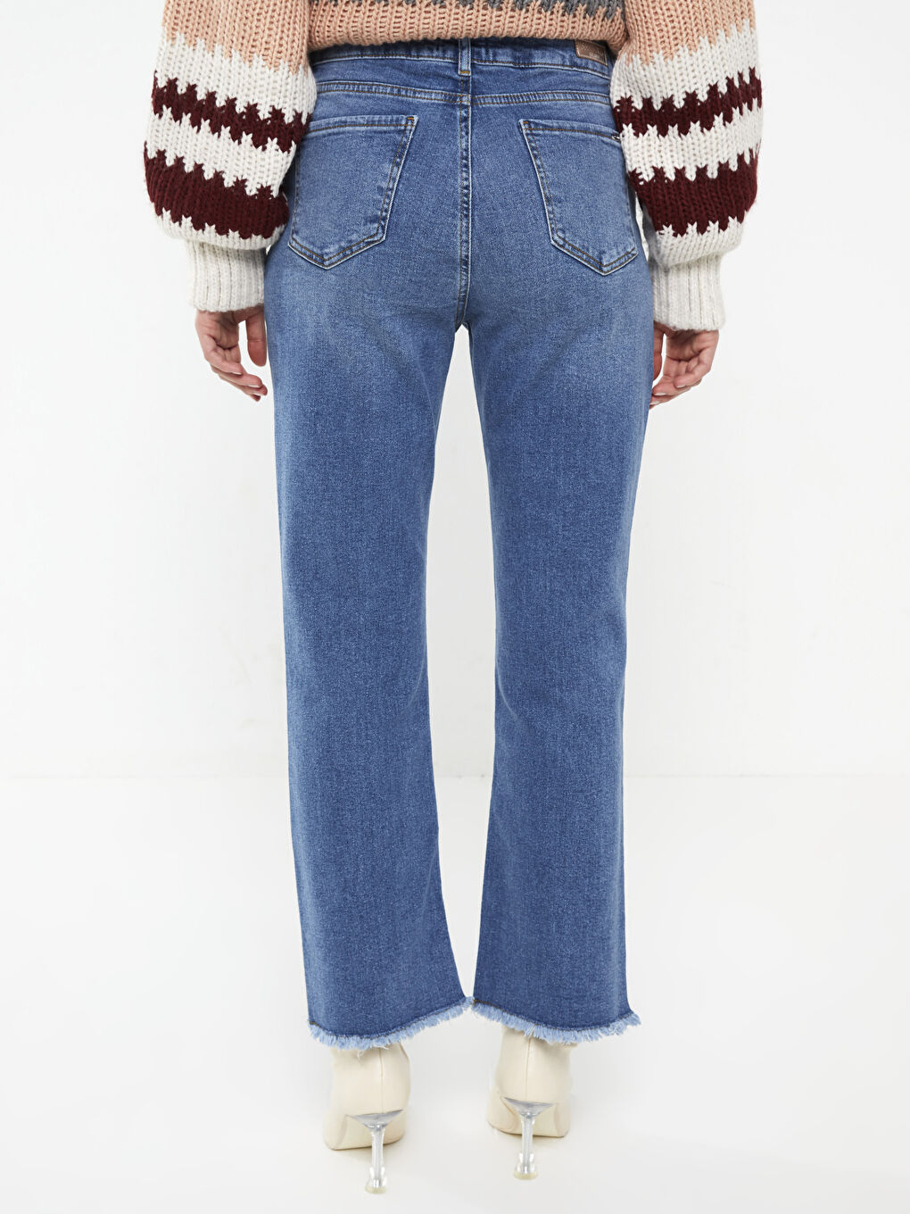 İndigo Kadın Normal Bel Mars Flare Düz Jean Pantolon-4