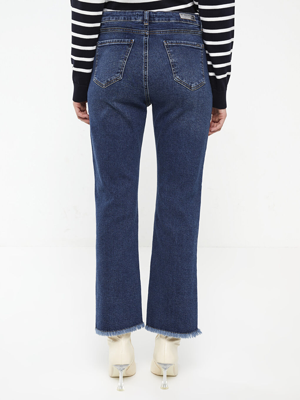 İndigo Kadın Normal Bel Mars Flare Düz Jean Pantolon-4