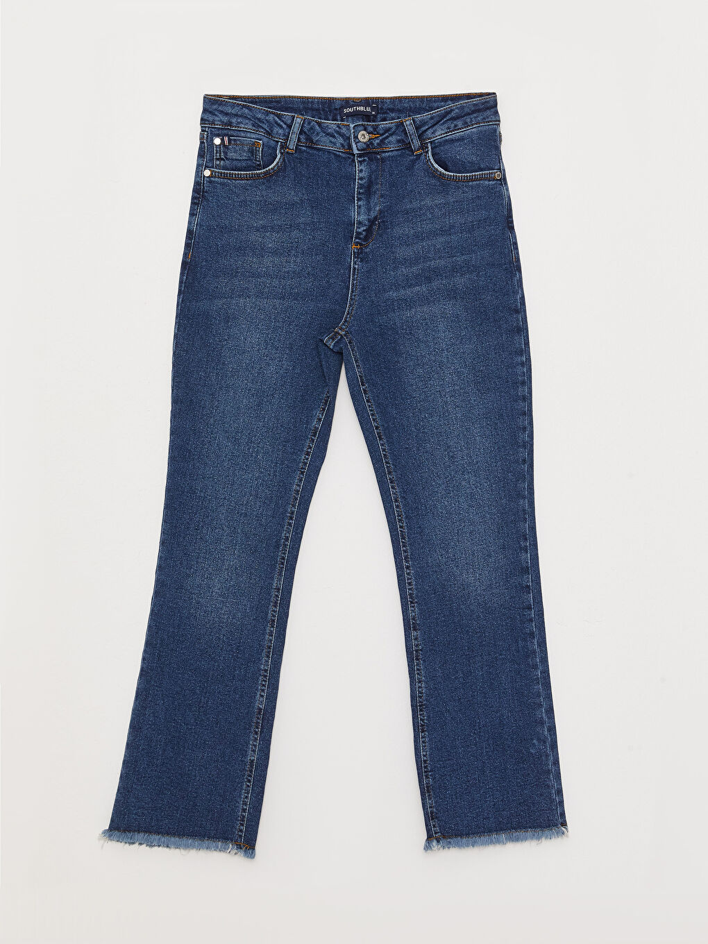 İndigo Kadın Normal Bel Mars Flare Düz Jean Pantolon-5