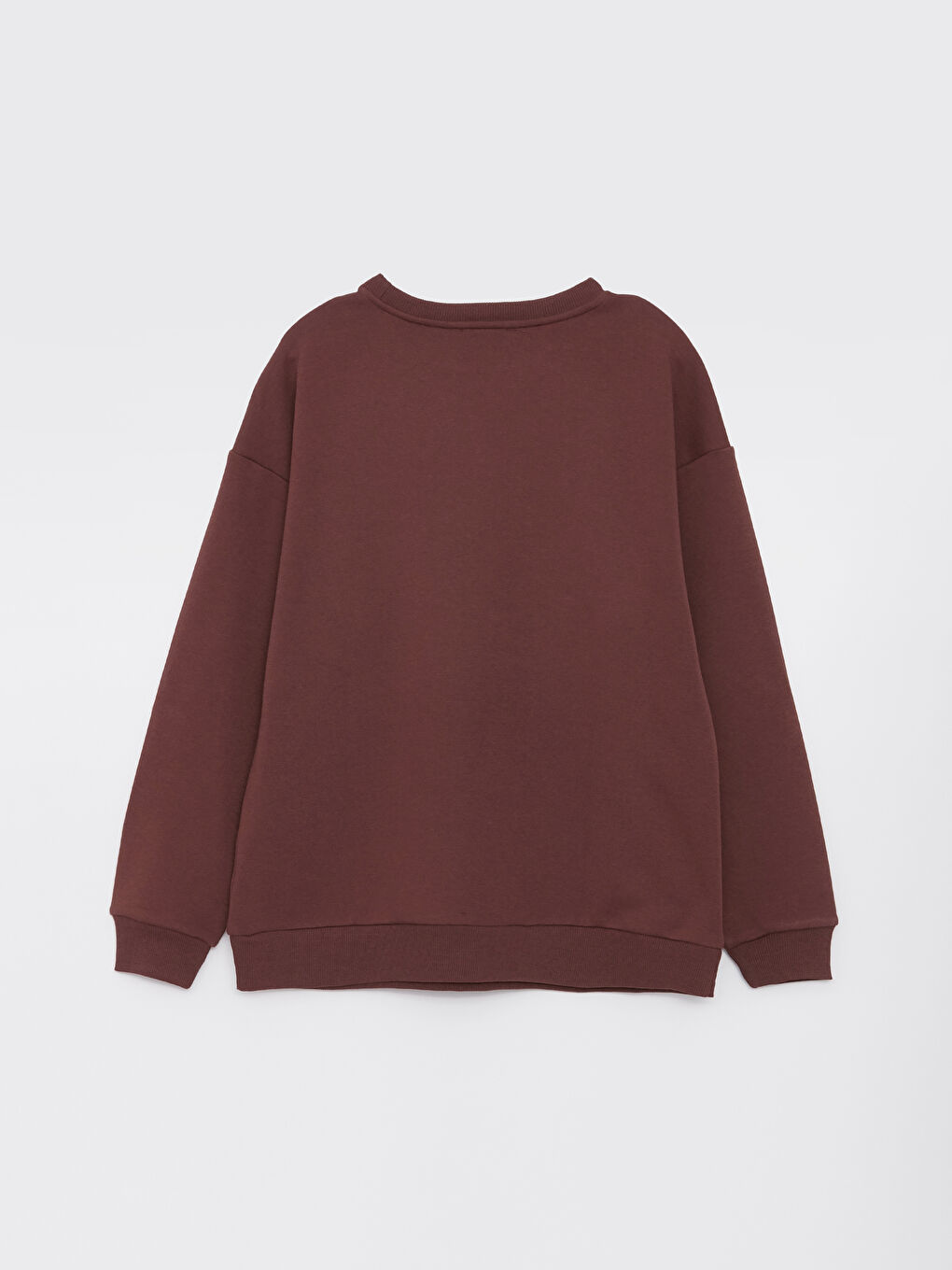 Kahverengi Bisiklet Yaka Baskılı Kadın Kalın Sweatshirt-6