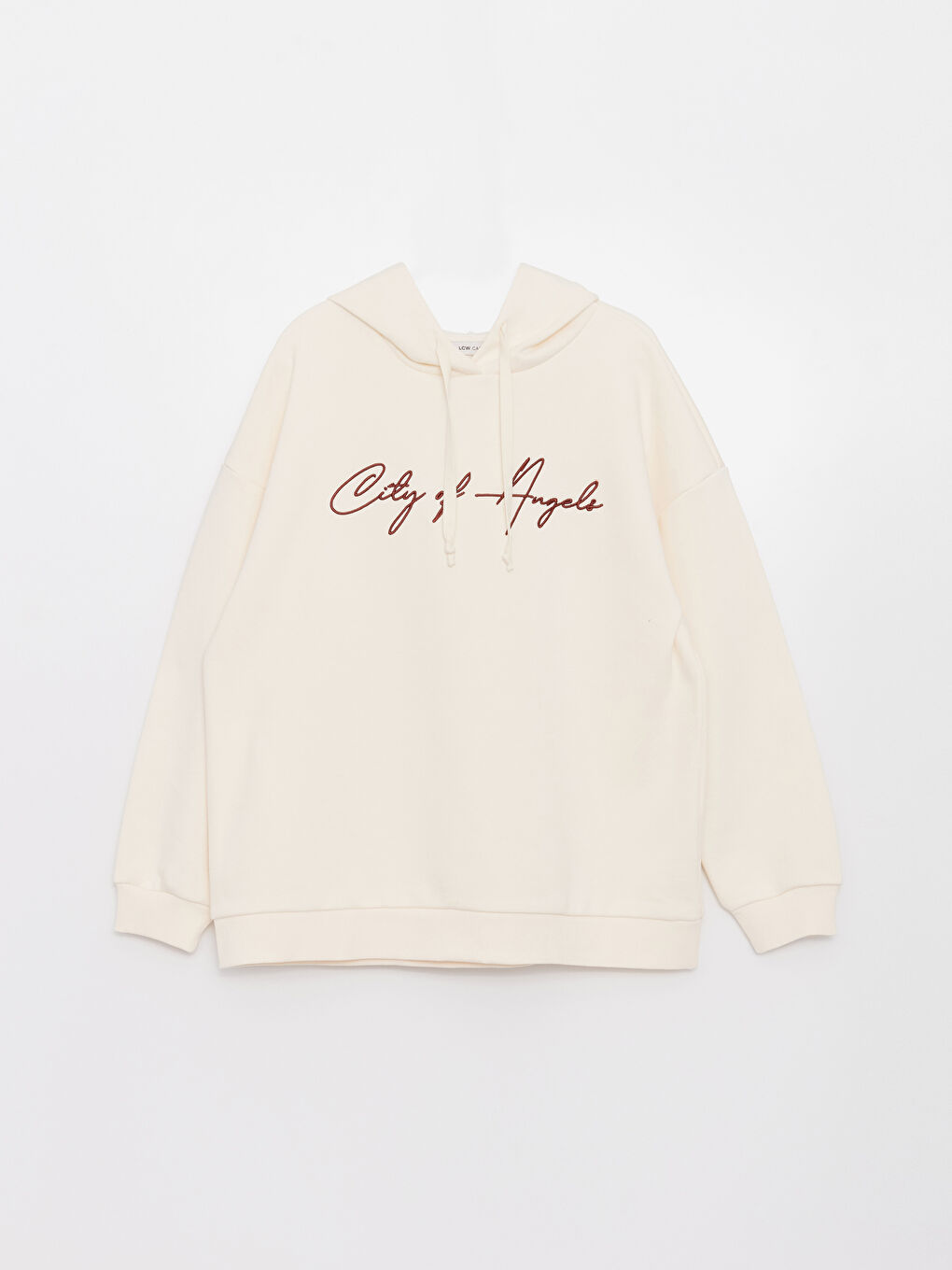 Bej Kapüşonlu Nakışlı Kadın Kalın Sweatshirt-6