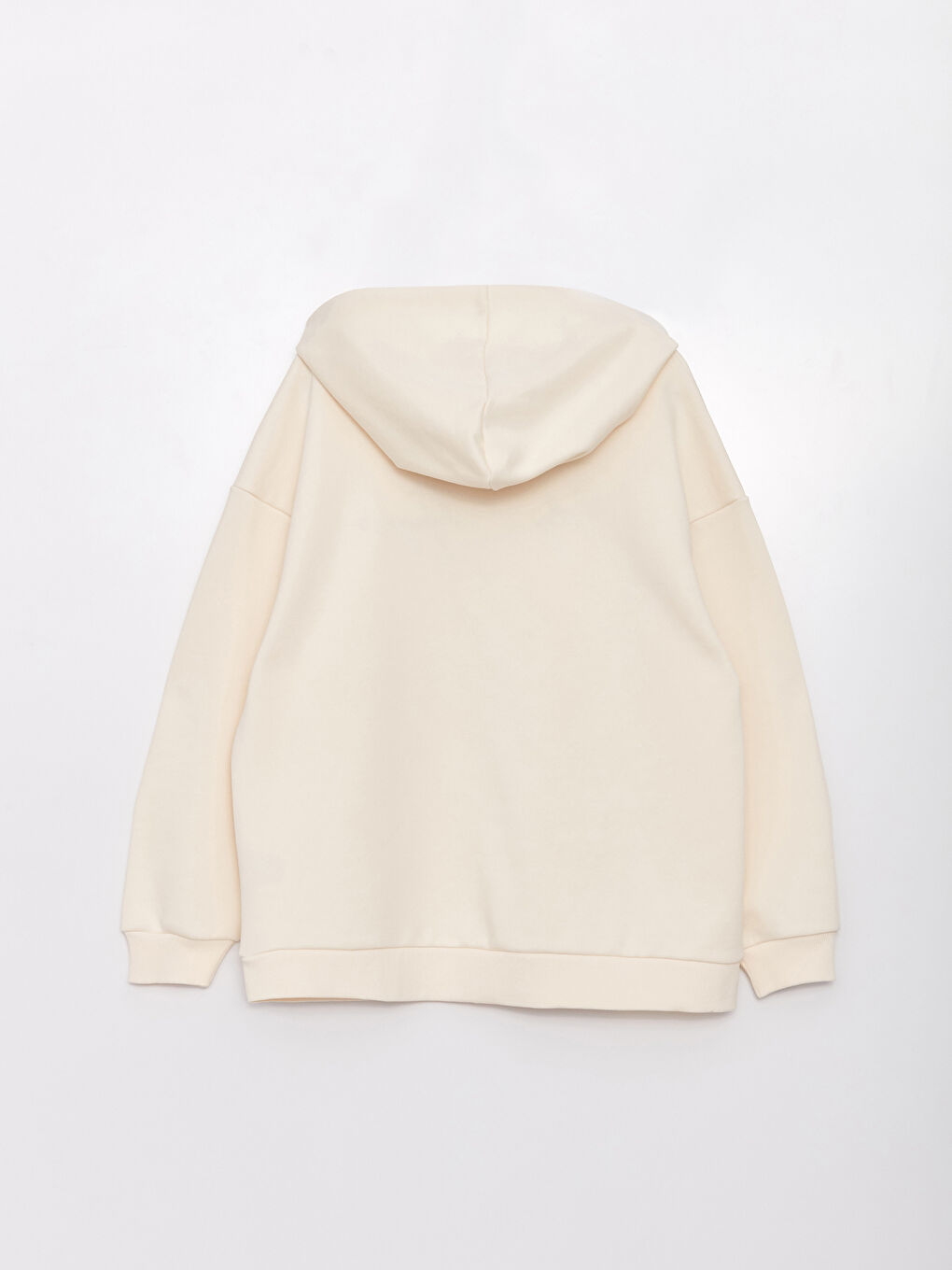 Bej Kapüşonlu Nakışlı Kadın Kalın Sweatshirt-7