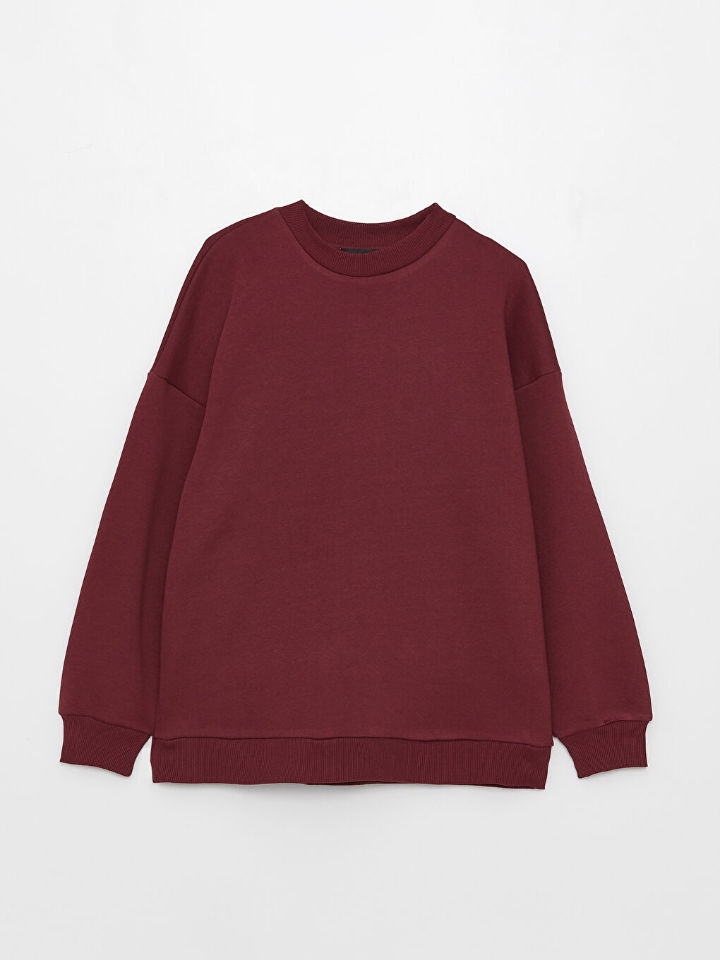 LCW Vision Bordo Bisiklet Yaka Düz Kadın Kalın Sweatshirt - 5