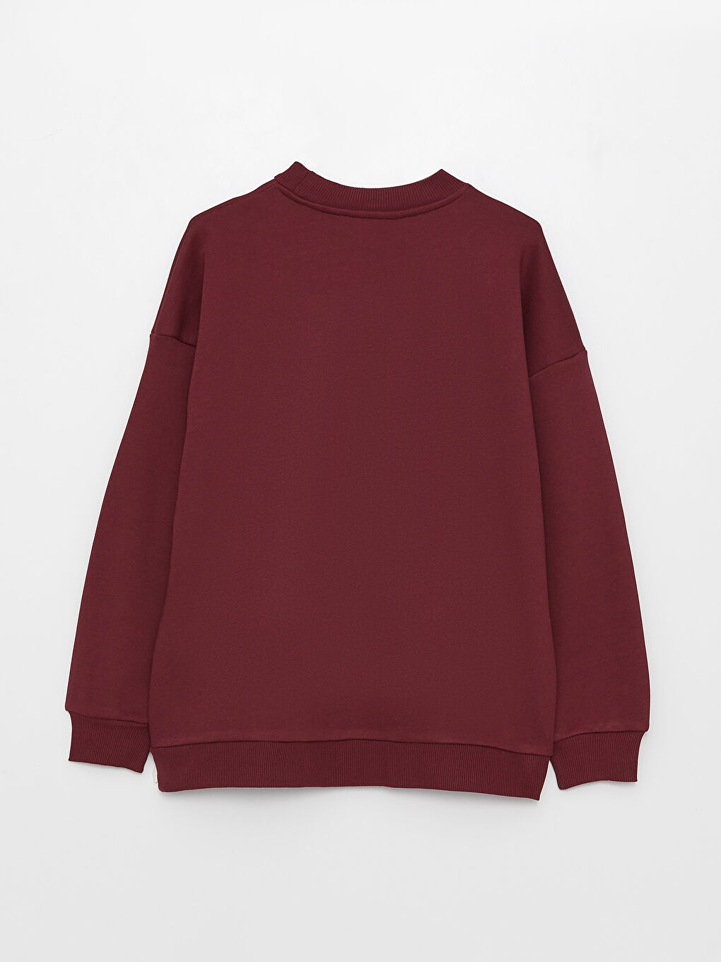 LCW Vision Bordo Bisiklet Yaka Düz Kadın Kalın Sweatshirt - 6