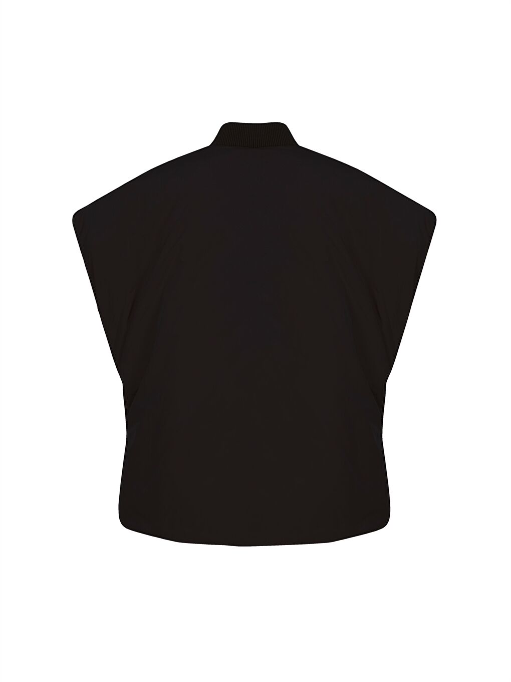 Siyah Kadın Dik Yaka Düz Panço-10