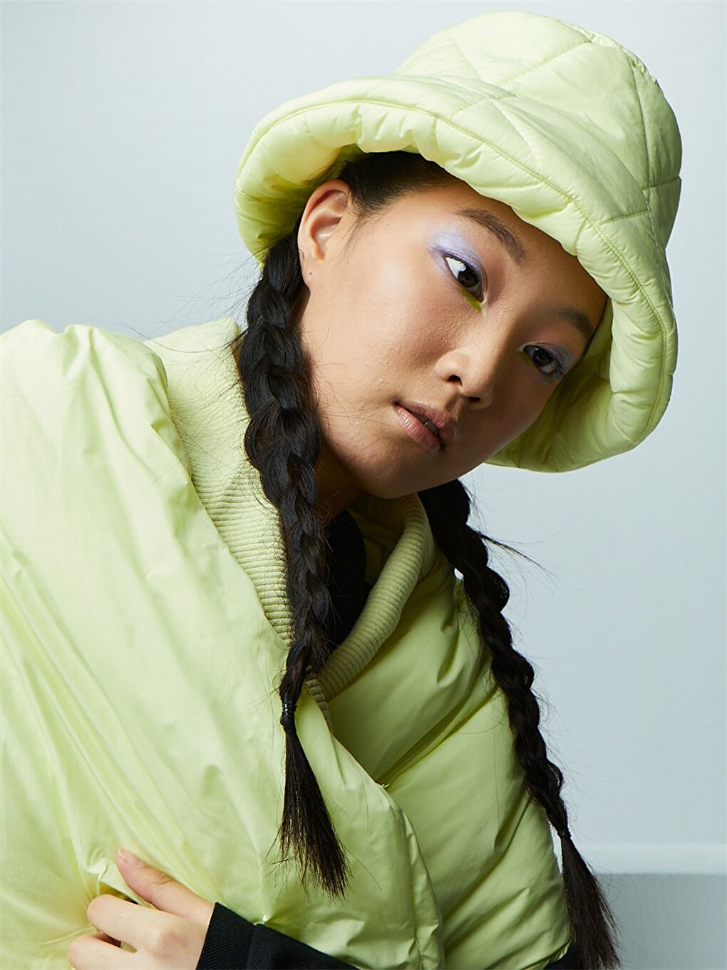 Sarı İçi Dolgulu Kadın Bucket Şapka