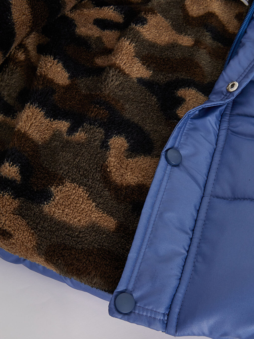 İndigo Kapüşonlu Uzun Kollu Erkek Bebek Şişme Mont ve Salopet Takım-6