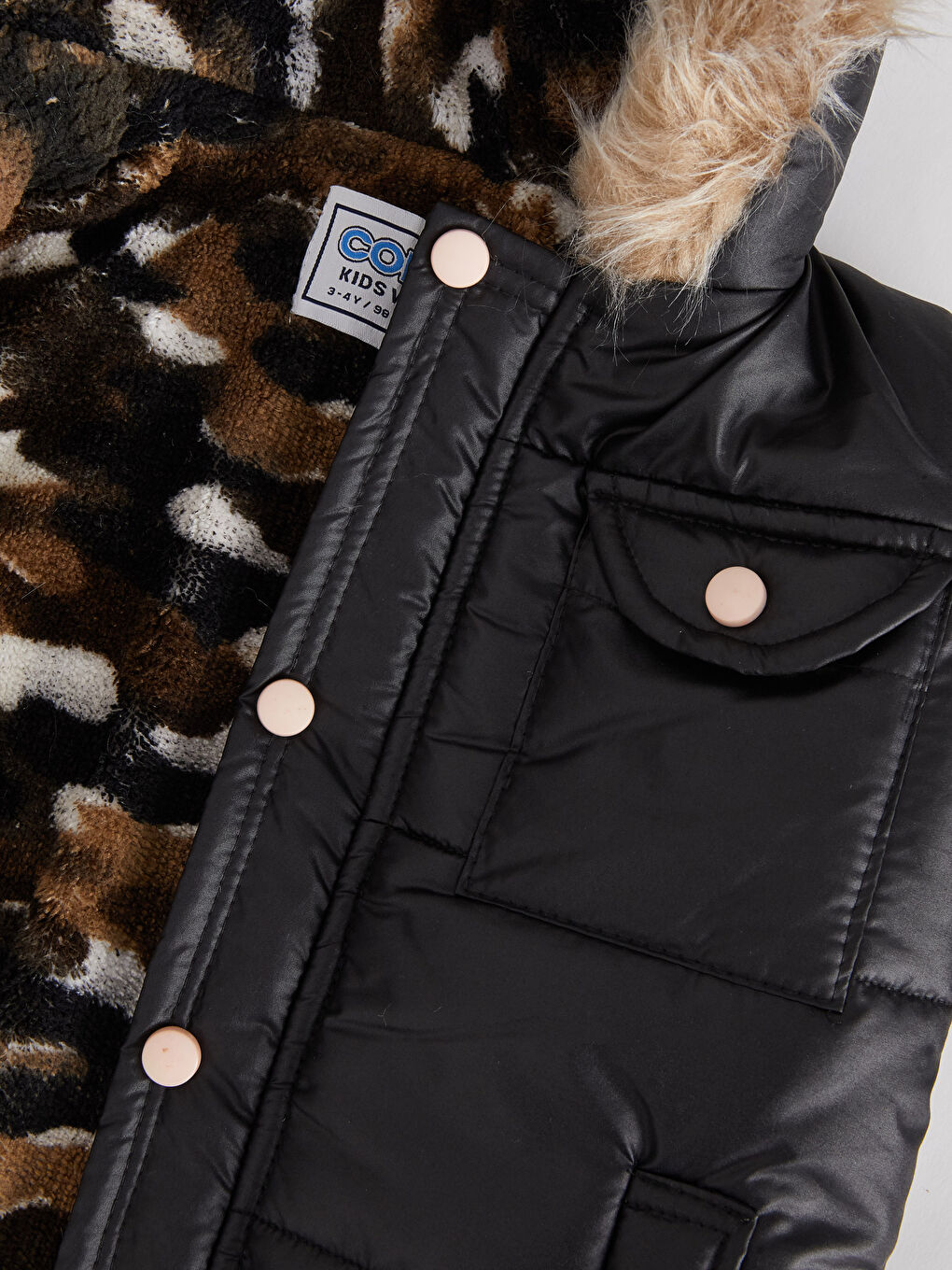 Siyah Kapüşonlu Uzun Kollu Erkek Bebek Şişme Mont ve Salopet Takım-5