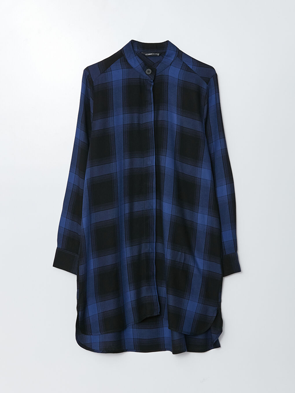 Siyah Hakim Yaka Ekose Uzun Kollu Kadın Tunik-4