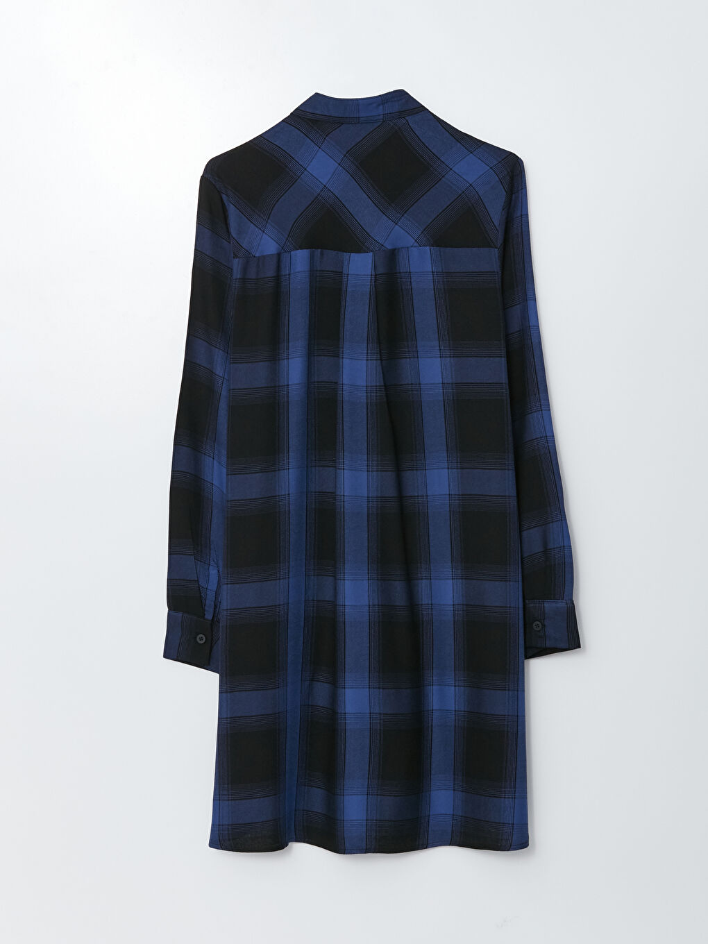 Siyah Hakim Yaka Ekose Uzun Kollu Kadın Tunik-5