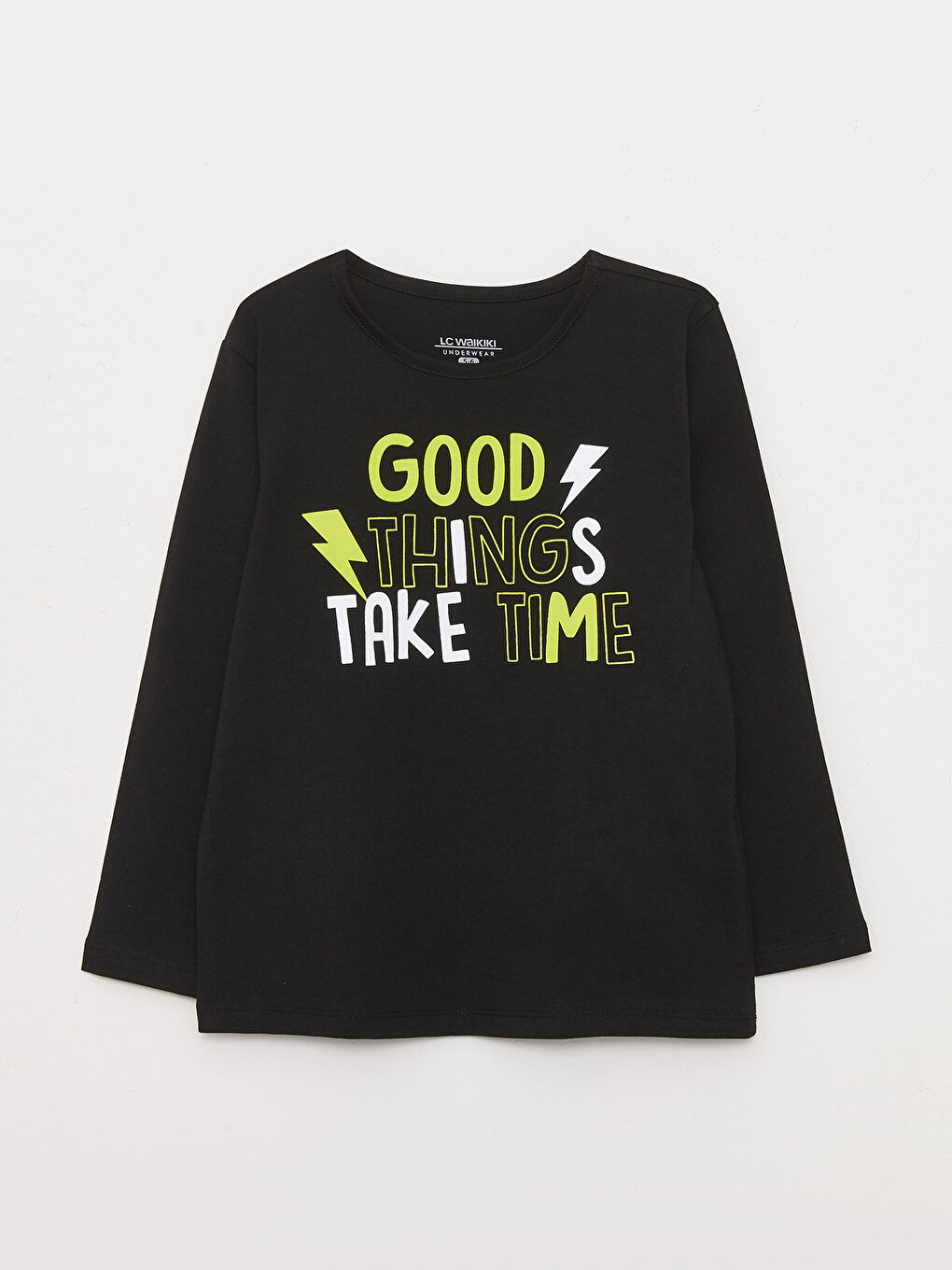 Crew Neck Printed Long Sleeve Boys' Pyjama Set-1