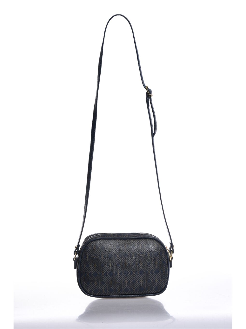 Lacivert Deri Görünümlü Desenli Kadın Çapraz Çanta-2