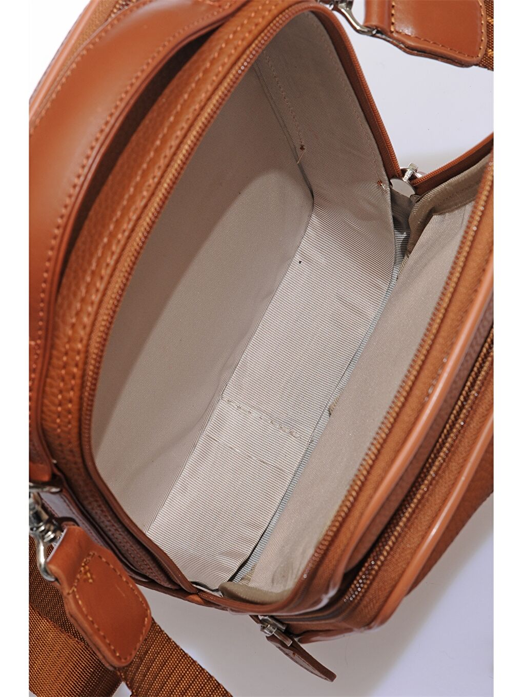 Ekru Deri Görünümlü Erkek El Çantası-5