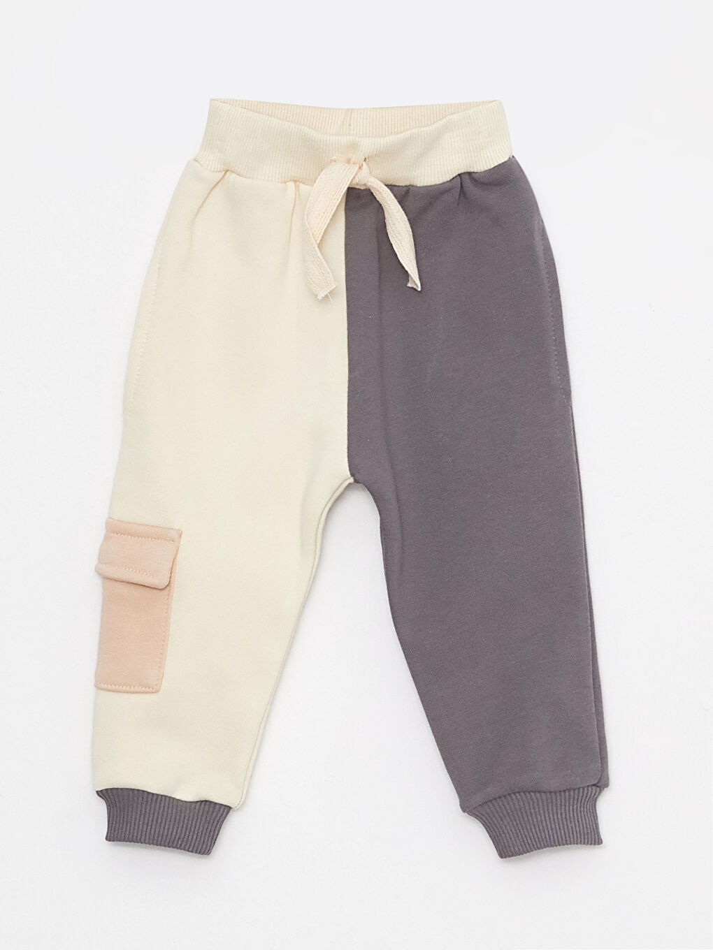 Bej Bisiklet Yaka Uzun Kollu Nakış Detaylı Erkek Bebek Sweatshirt ve Eşofman Alt 2'li Takım-2