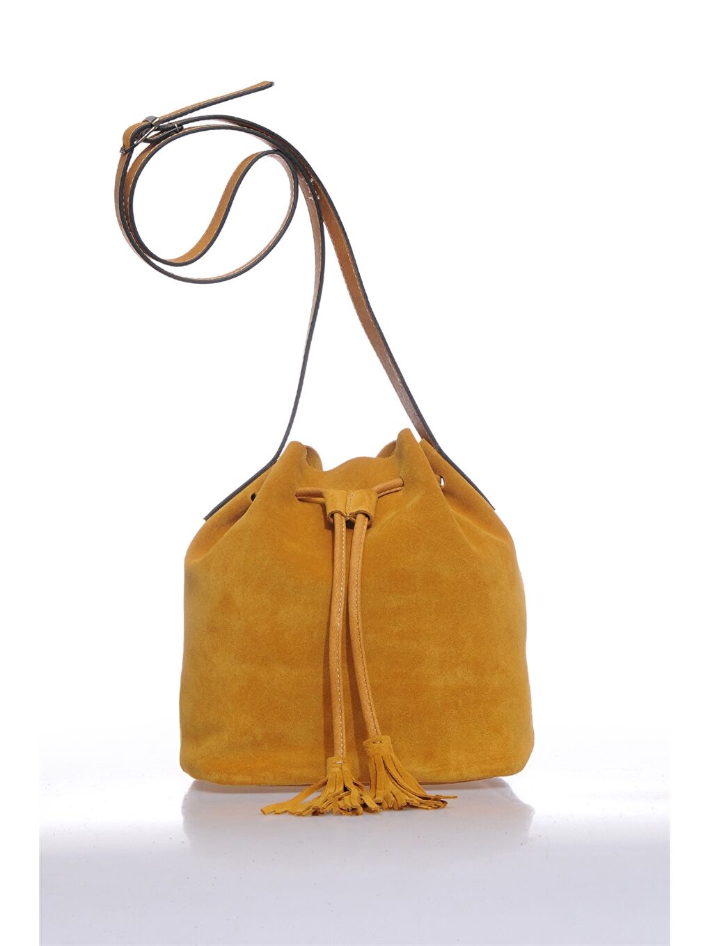 Sarı Süet Görünümlü Kadın Çapraz Çanta