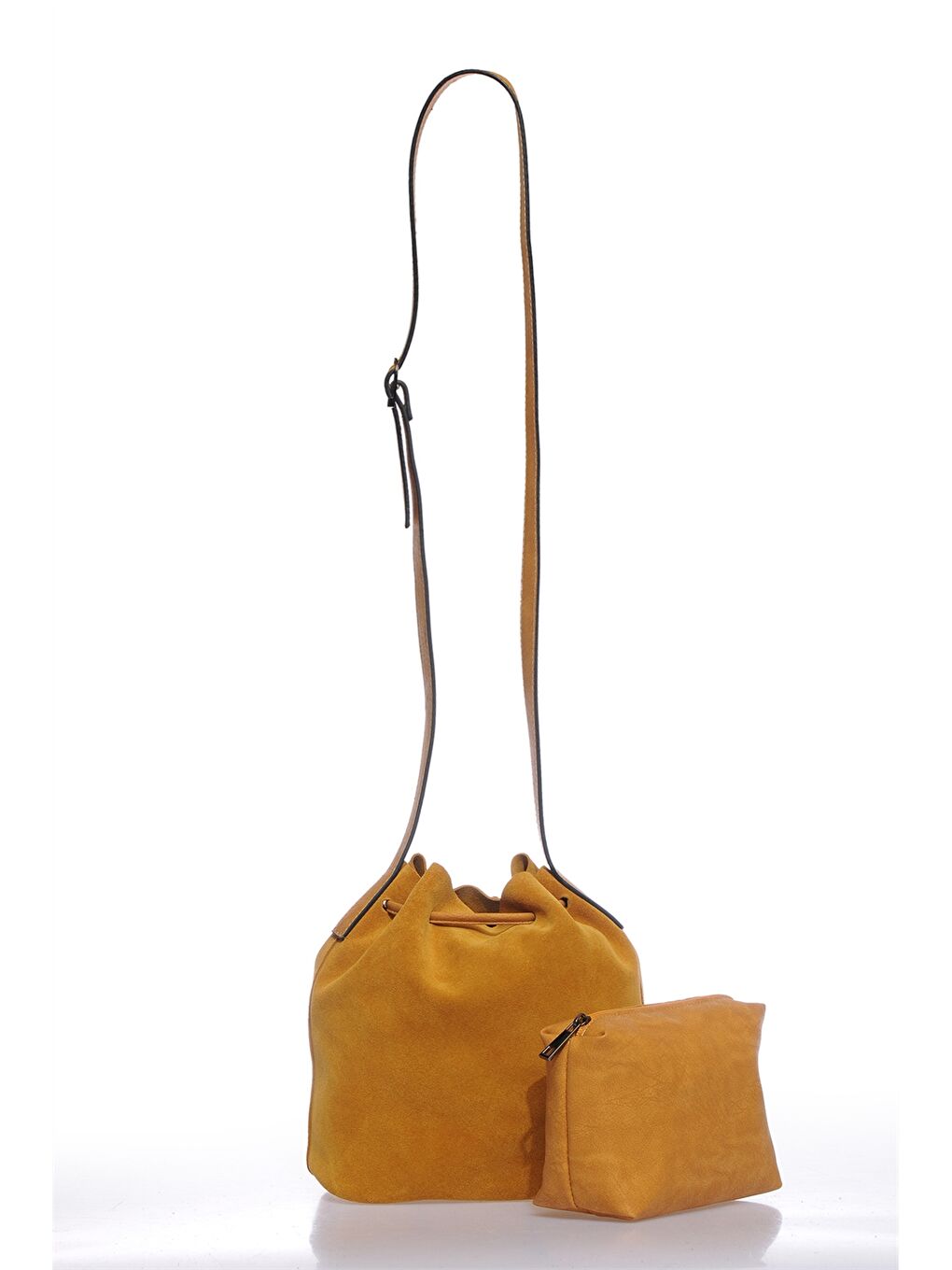 Sarı Süet Görünümlü Kadın Çapraz Çanta-2