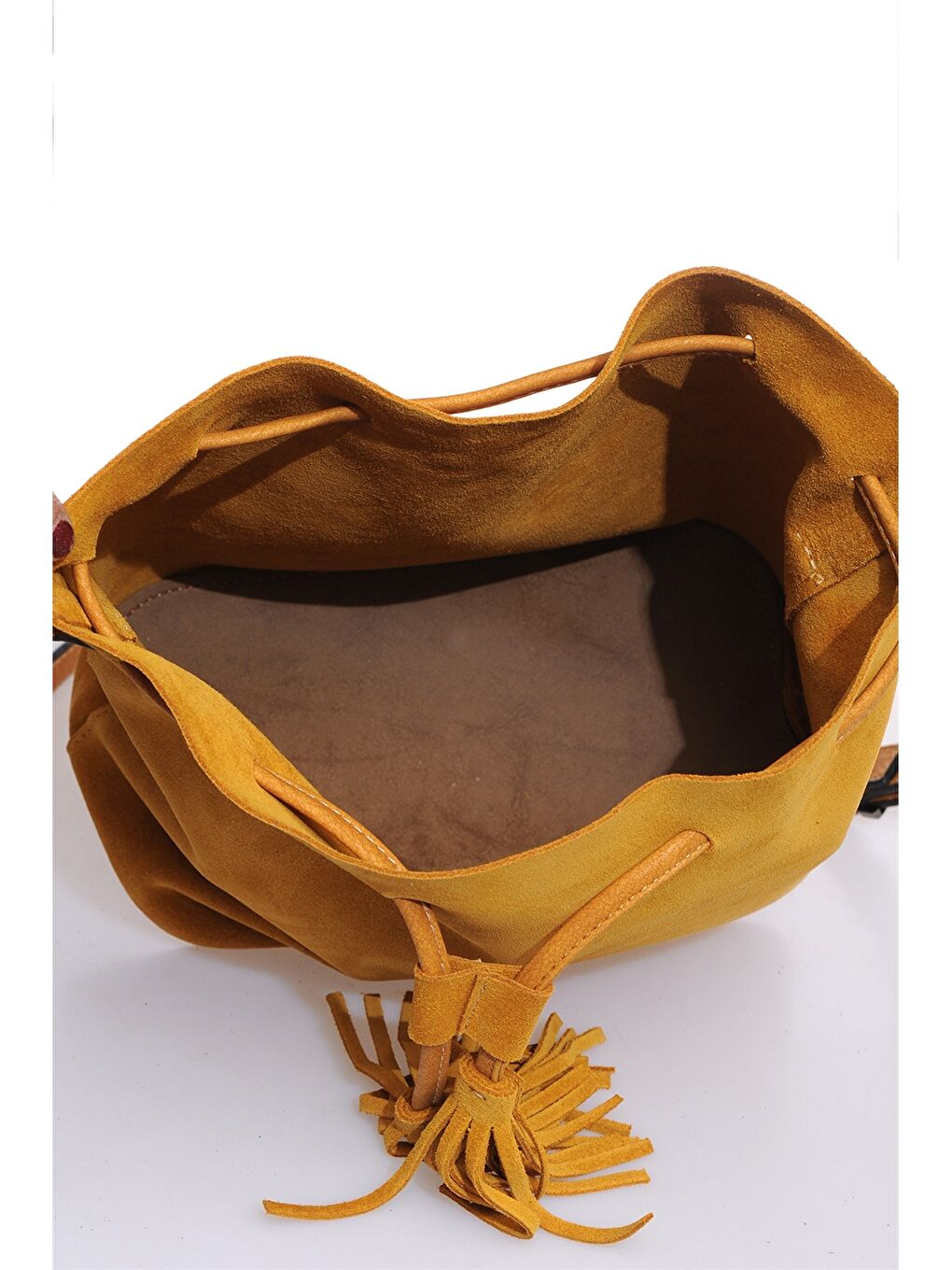 Sarı Süet Görünümlü Kadın Çapraz Çanta-3