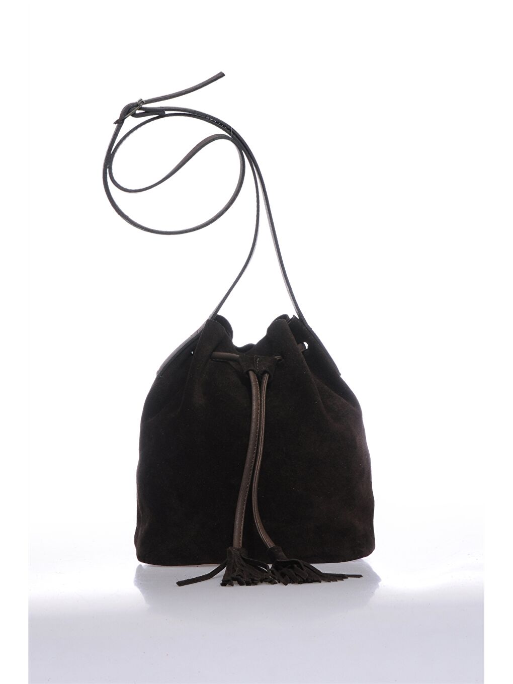 Kahverengi Süet Görünümlü Kadın Çapraz Çanta