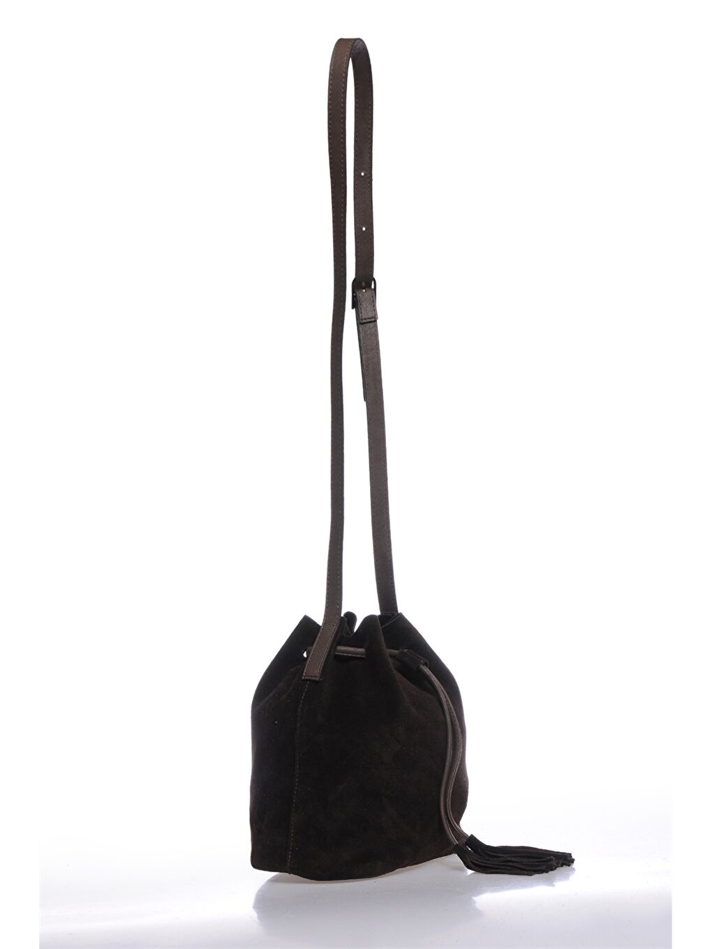 Kahverengi Süet Görünümlü Kadın Çapraz Çanta-1