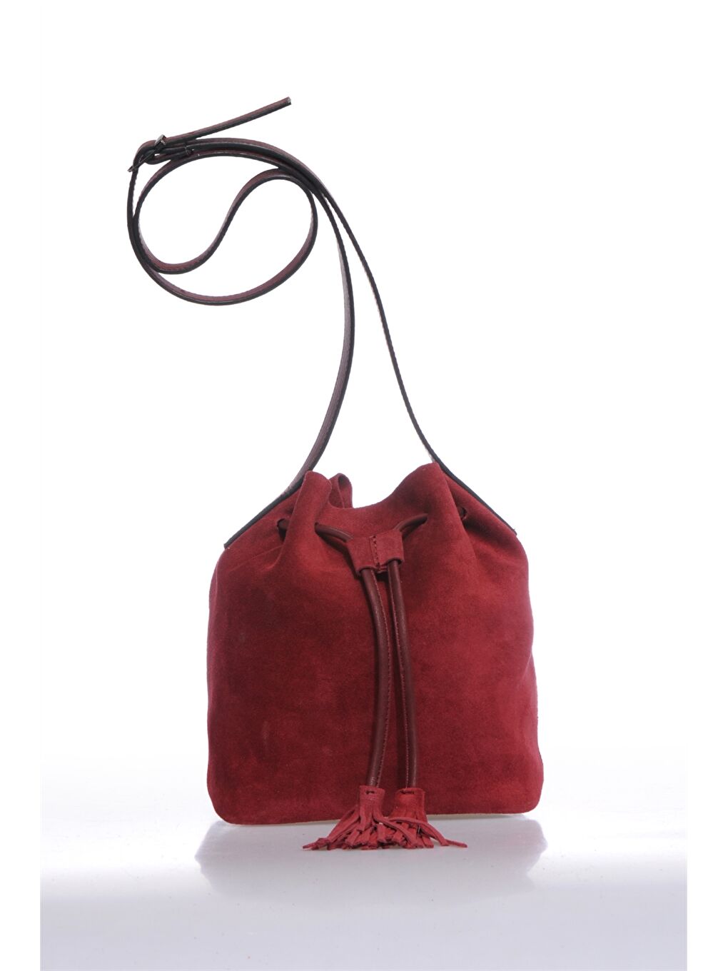 Bordo Süet Görünümlü Kadın Çapraz Çanta