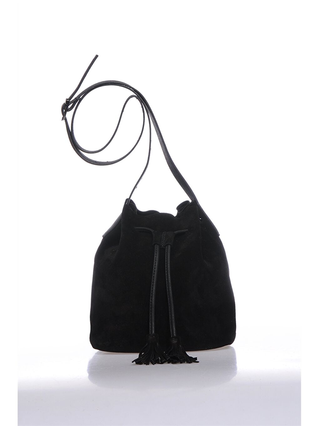 Siyah Süet Görünümlü Kadın Çapraz Çanta