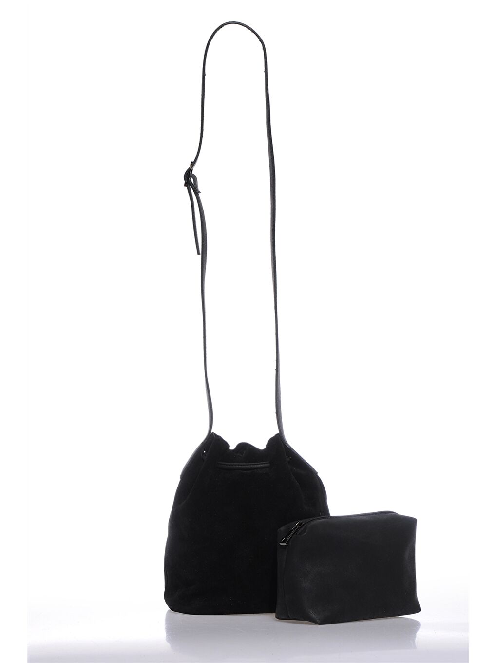Siyah Süet Görünümlü Kadın Çapraz Çanta-2