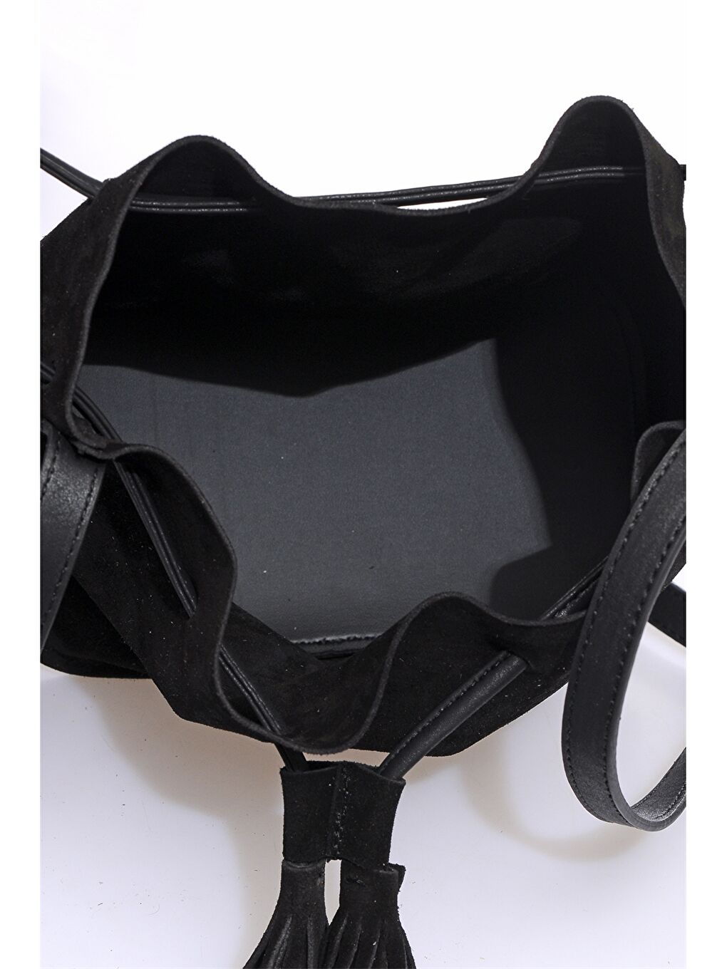 Siyah Süet Görünümlü Kadın Çapraz Çanta-3