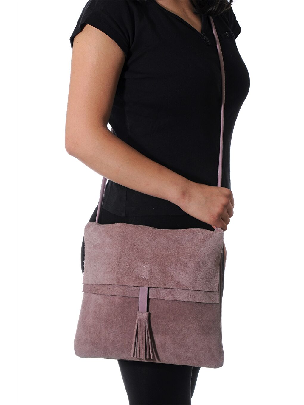 Pembe Hakiki Deri Kadın Postacı Çantası