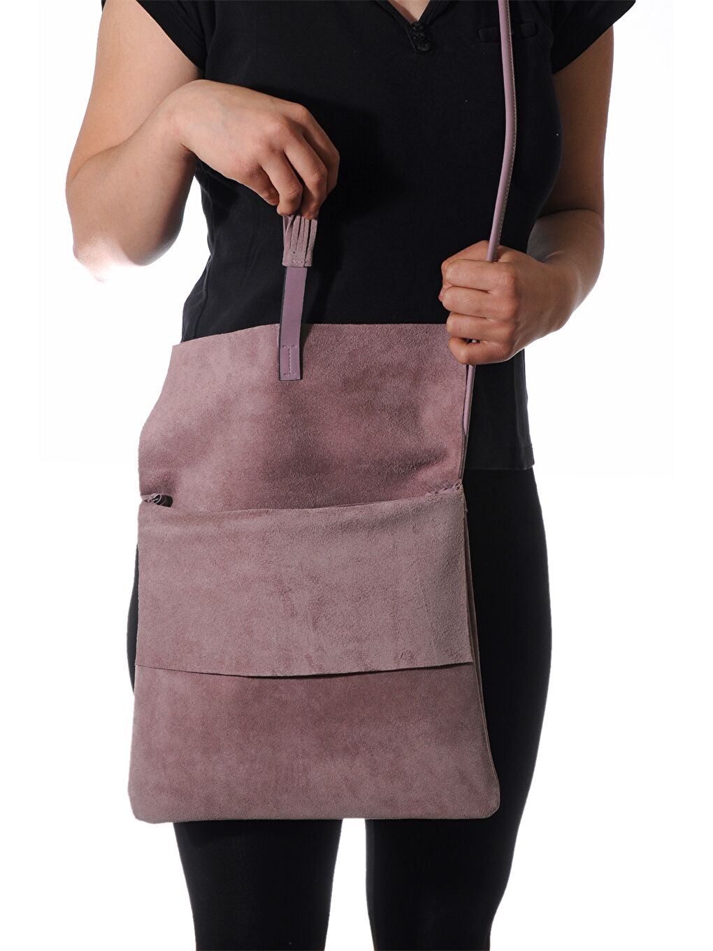 Pembe Hakiki Deri Kadın Postacı Çantası-1