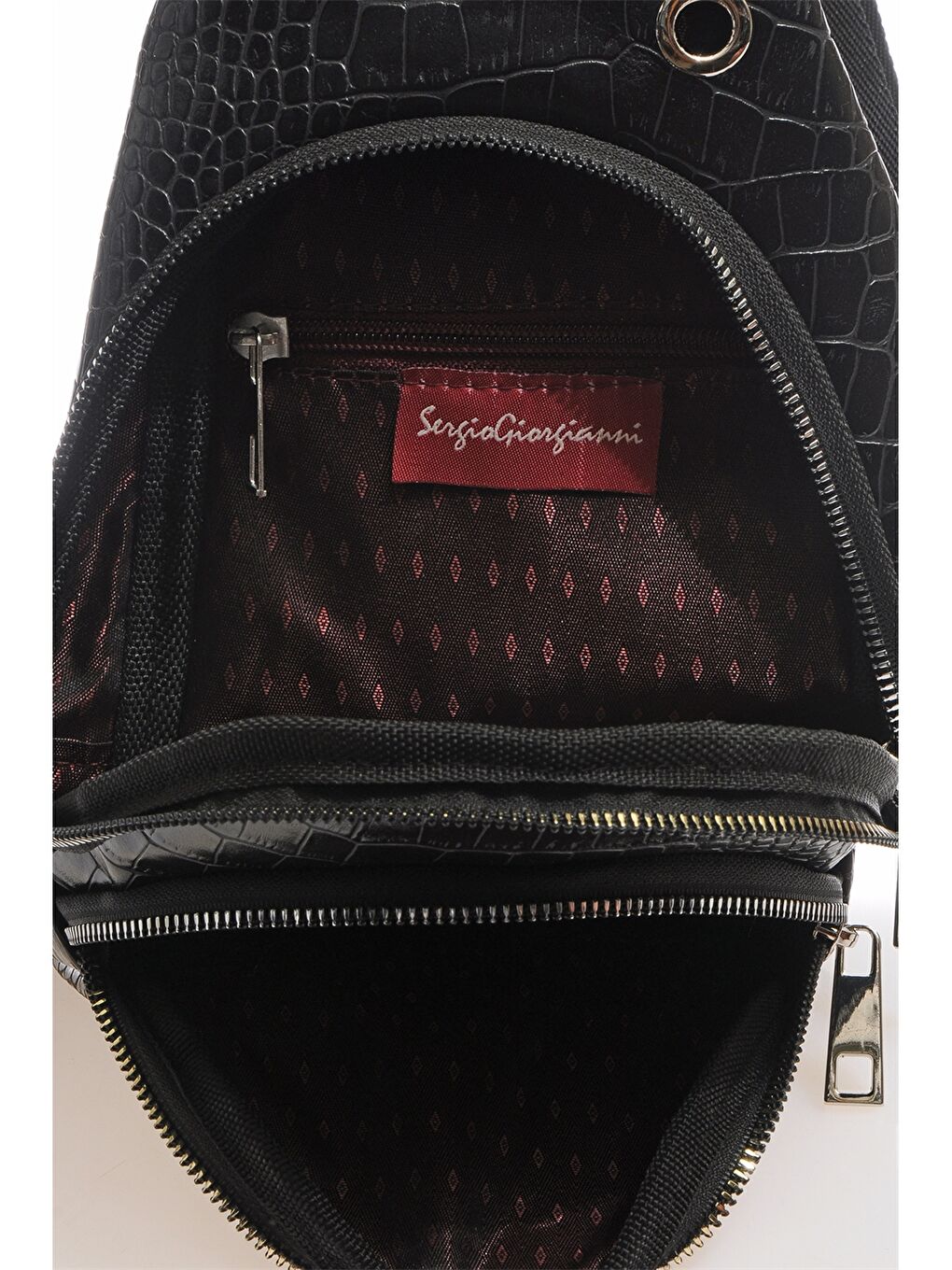 Siyah Deri Görünümlü Kadın Göğüs Çantası-3