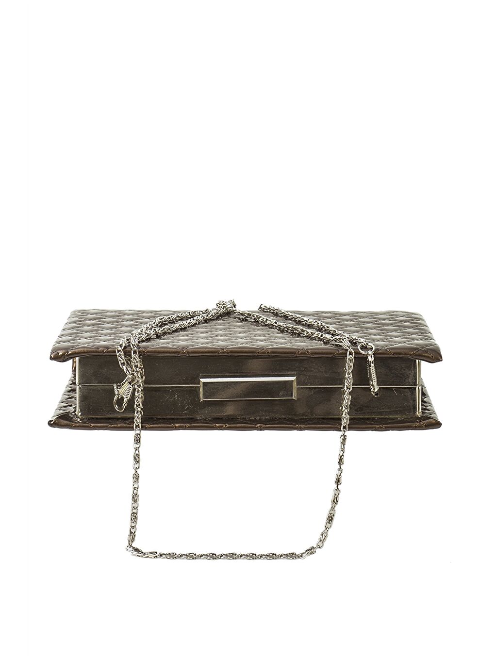 Kahverengi Deri Görünümlü Kapitone Desenli Kadın Portföy Çanta-2