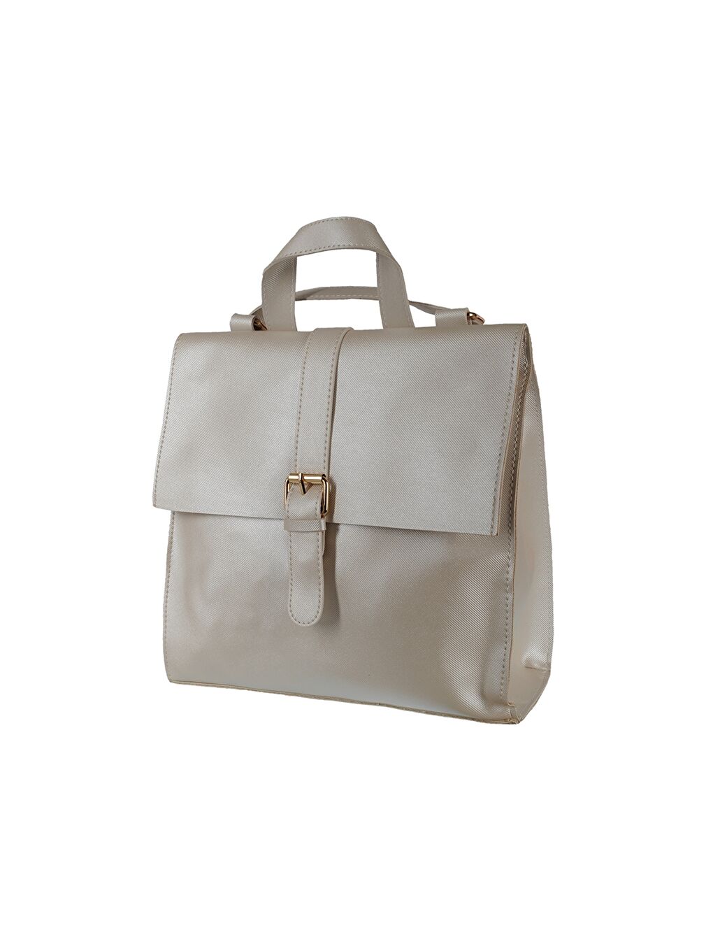 Ekru Deri Görünümlü Kadın Sırt Çantası-1