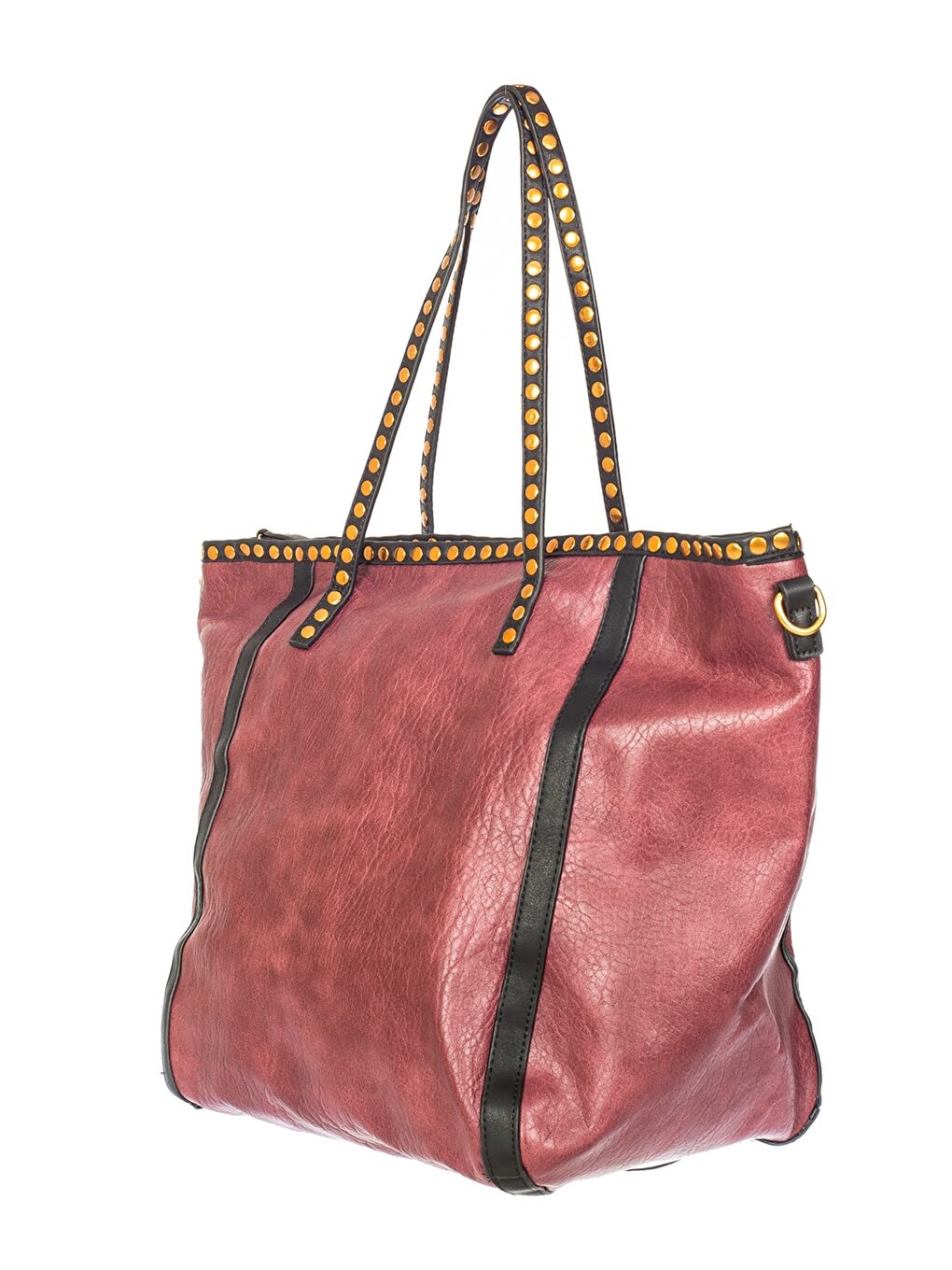 Bordo Deri Görünümlü Desenli Kadın Omuz Çantası-1