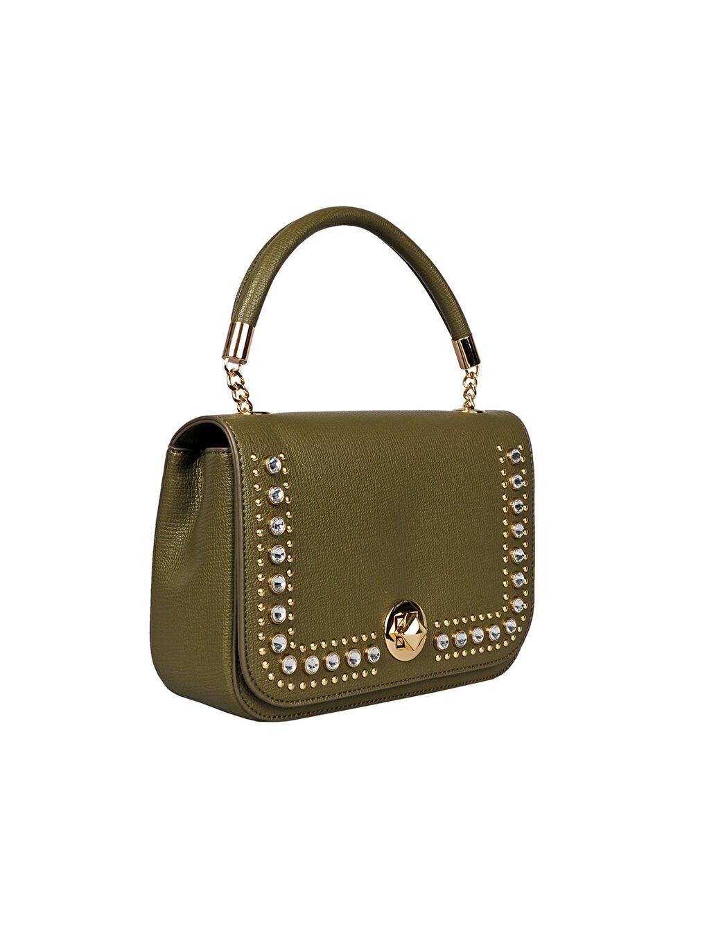 Yeşil Deri Görünümlü Kadın El Çantası-1