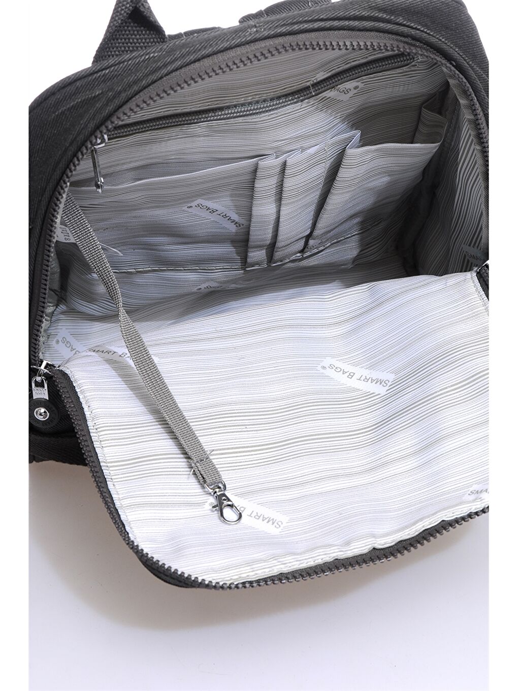 Antrasit Ayarlanabilir Askılı Fermuar Detaylı Kadın Sırt Çantası-3