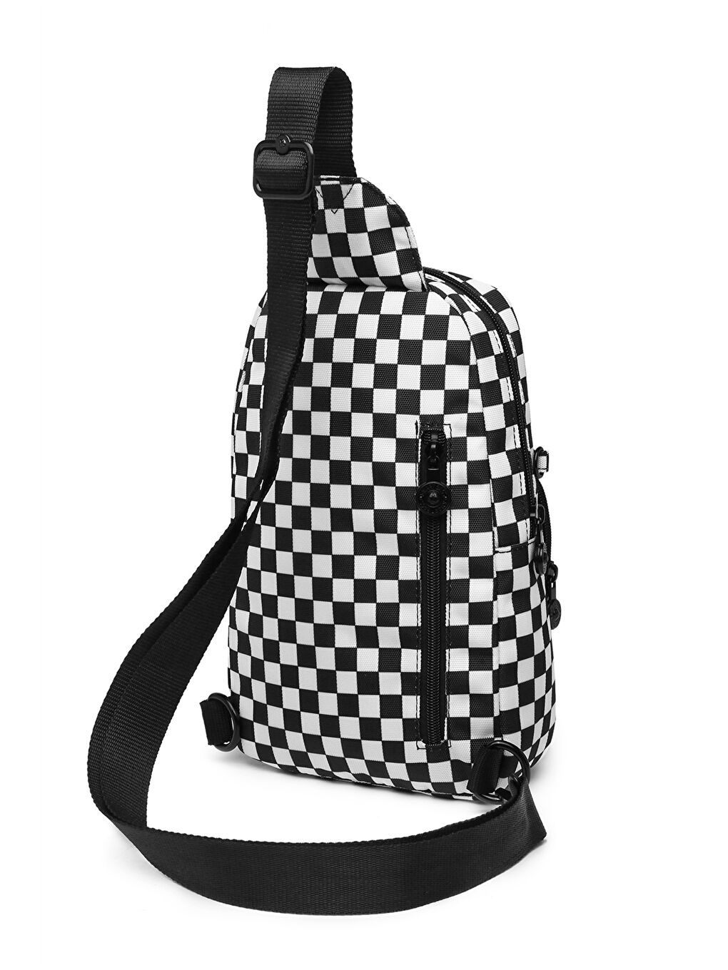 Siyah Dama Desenli Kadın Göğüs Çantası-7