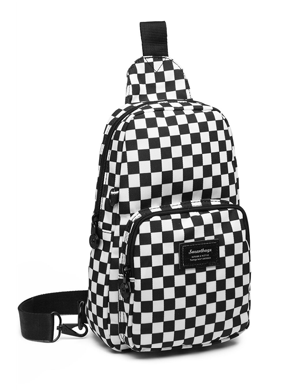 Siyah Dama Desenli Kadın Göğüs Çantası-1