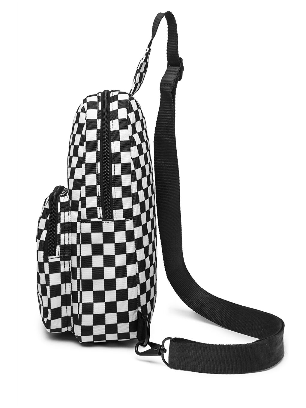 Siyah Dama Desenli Kadın Göğüs Çantası-4