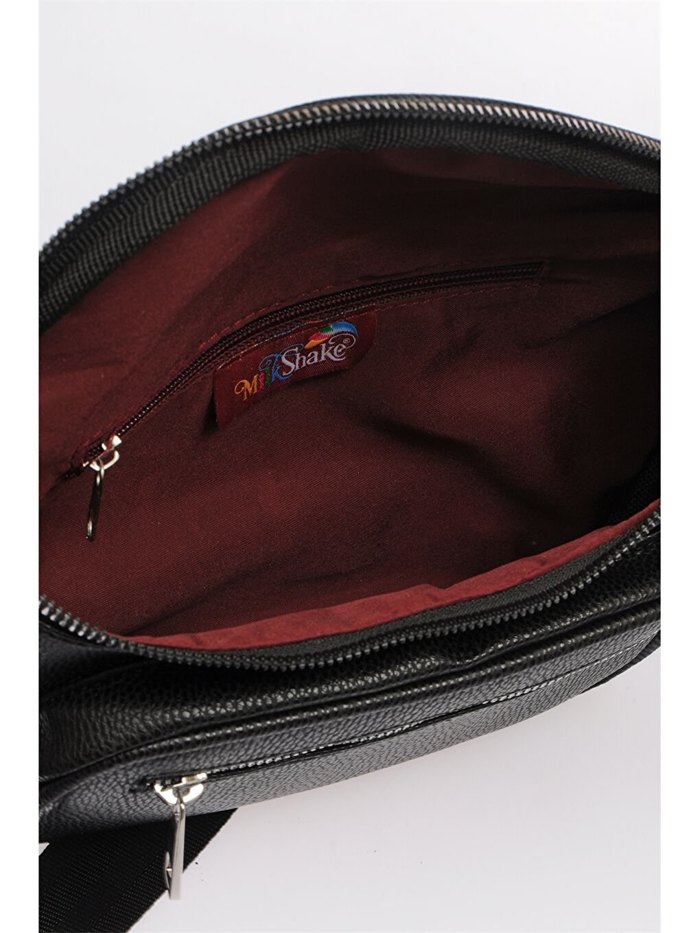 Siyah Deri Görünümlü Kadın Bel Çantası-4