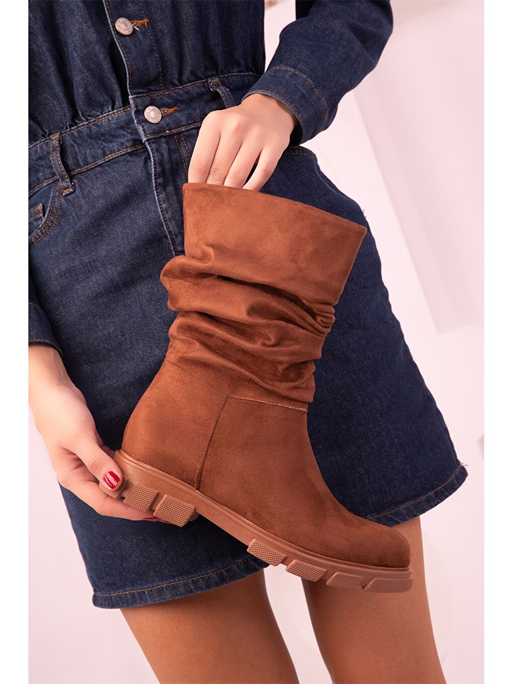 Ekru Kalın Tabanlı Kadın Bot-5