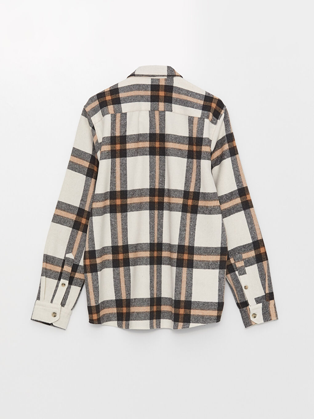 Bej Regular Fit Uzun Kollu Ekose Erkek Oduncu Gömlek-6