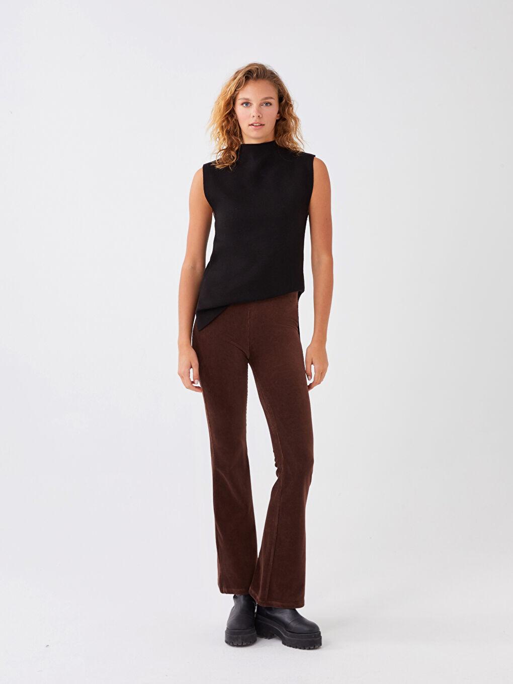 XSIDE Elastic Waist Tight Fit Spanish Leg Women's Trousers -W2JE50Z8-S6U