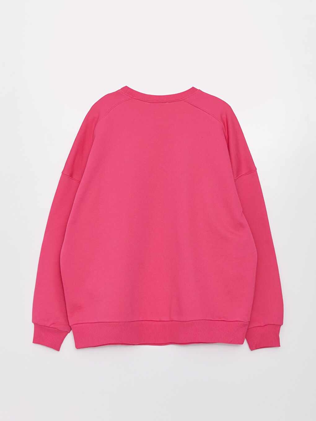 Fuşya Bisiklet Yaka Düz Kadın Kalın Sweatshirt-6