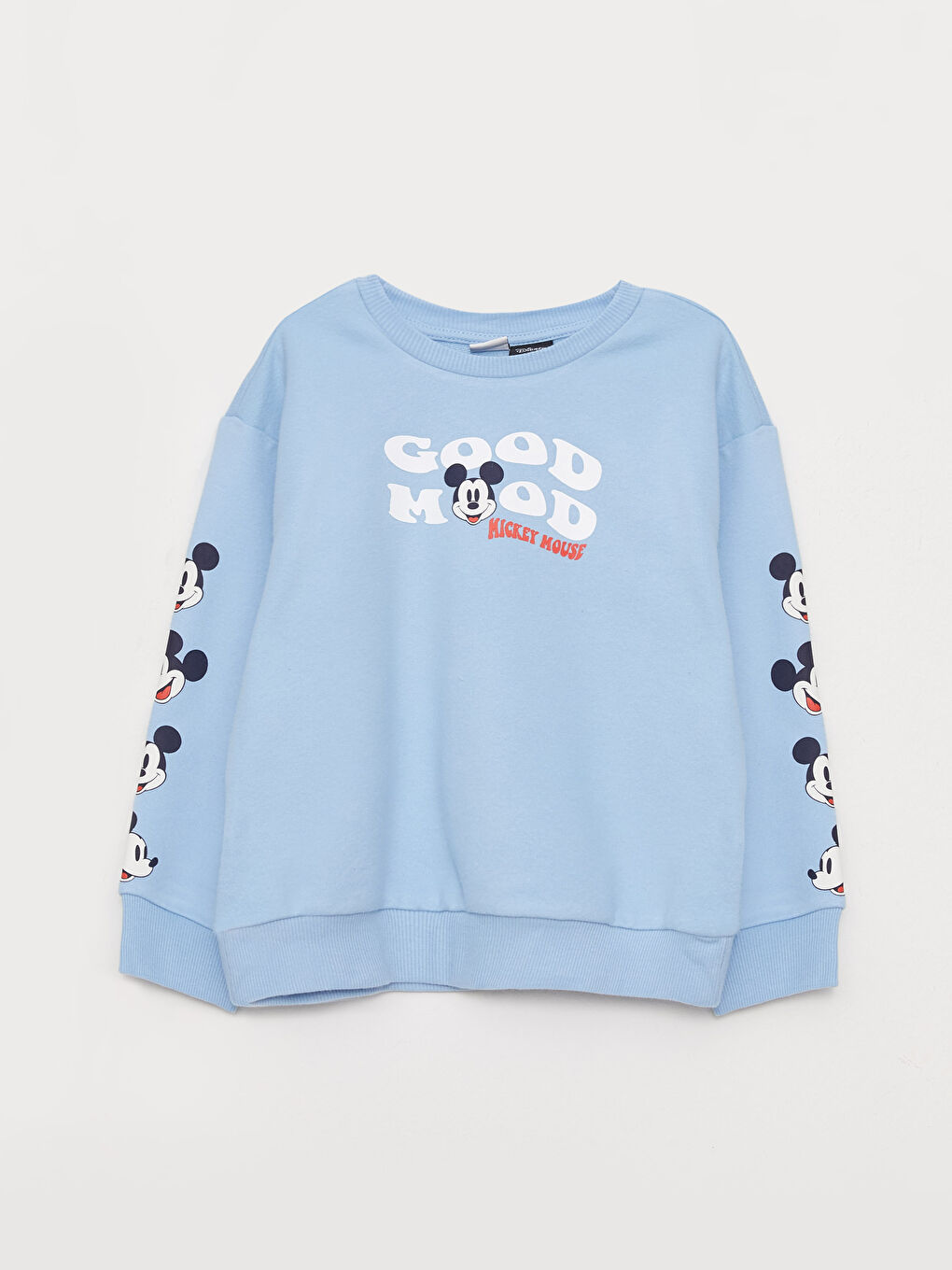 سويت شيرت كم طويل مطبوع ميكي ماوس بياقة دائرية للبنات
