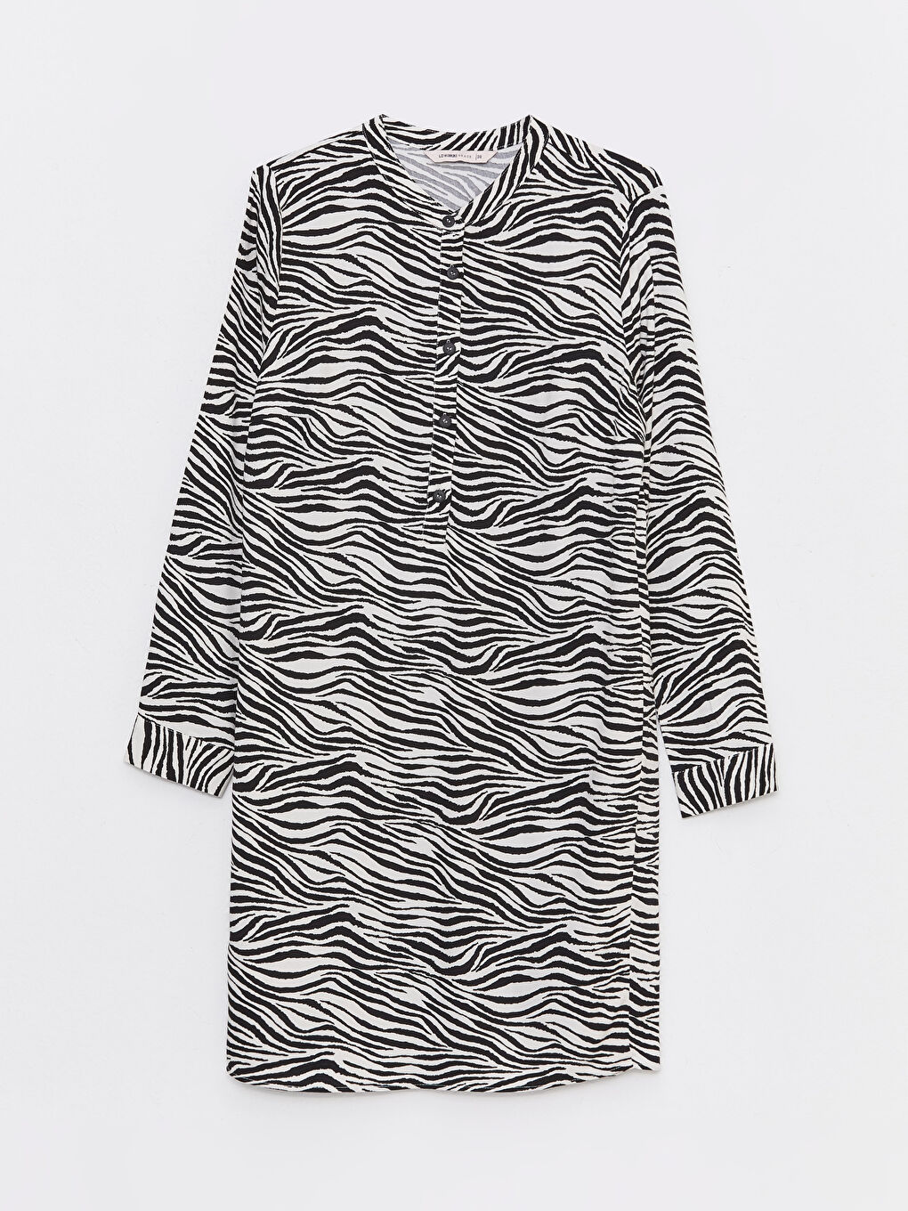 Bej Bisiklet Yaka Desenli Uzun Kollu Kadın Tunik-5