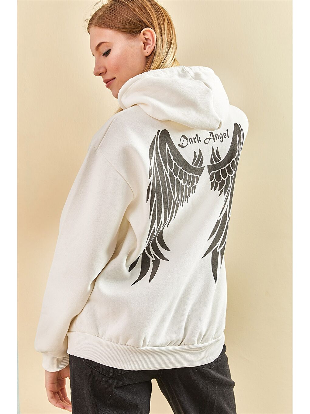 سويت شيرت نسائي مطبوع بغطاء للرأس وأكمام طويلة-4