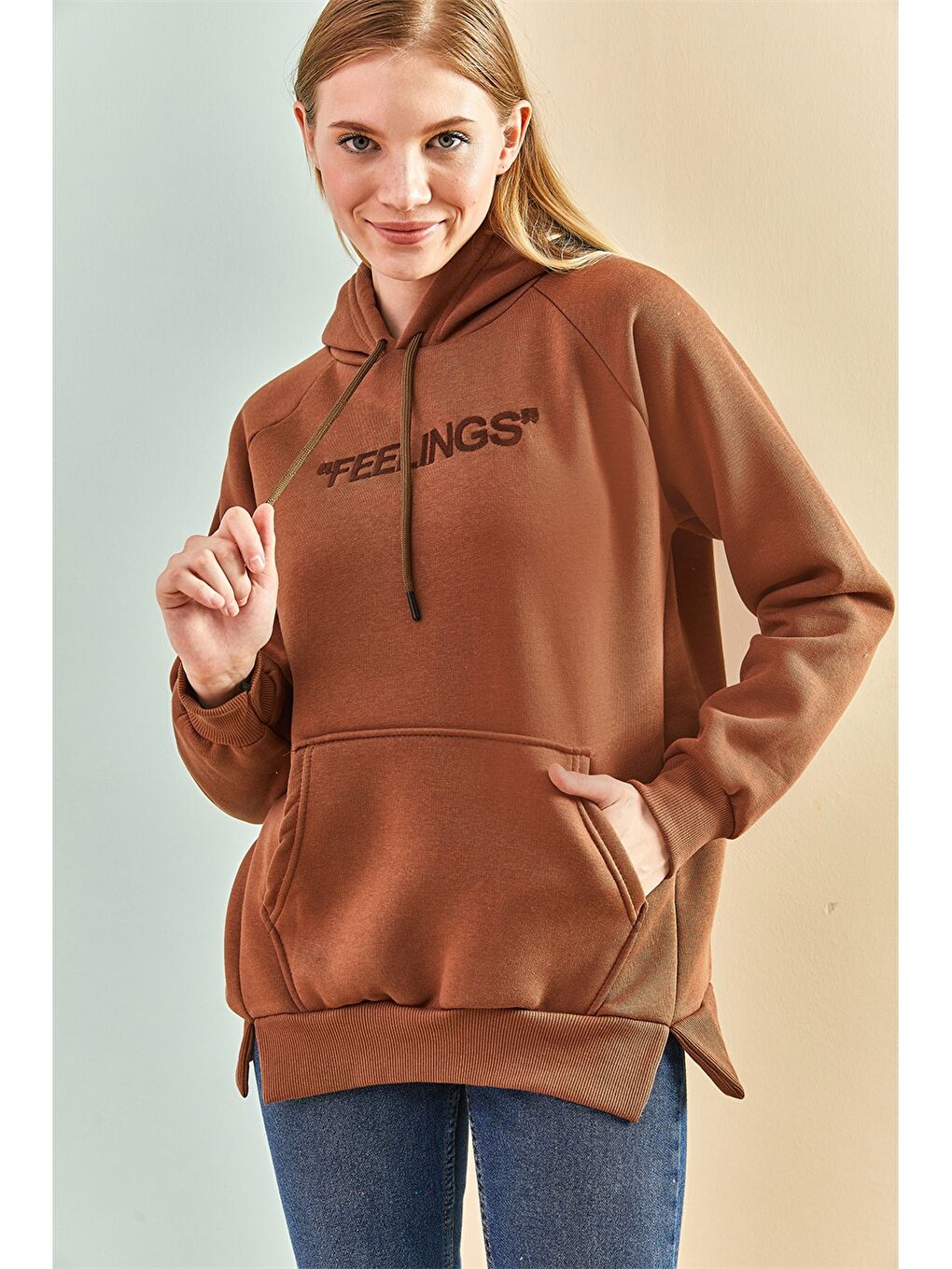 Hooded Embroidered Long Sleeve Women's Sweatshirt