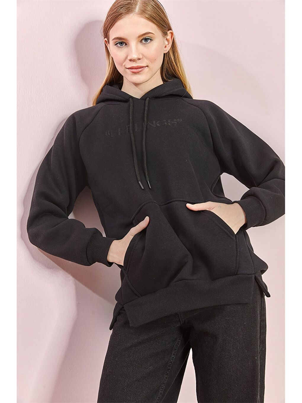 Женская толстовка с капюшоном и вышивкой с длинным рукавом-2